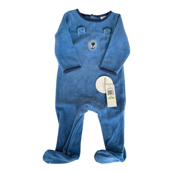 Absorba Sleeping Bear Velour One-Piece - Picture 1 of 8